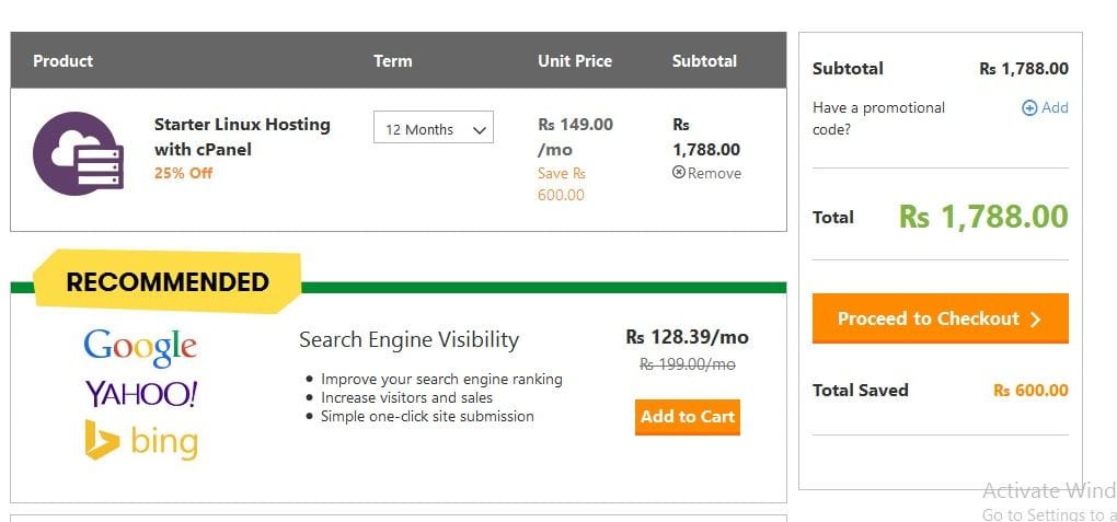 Godaddy Proceed to Checkout